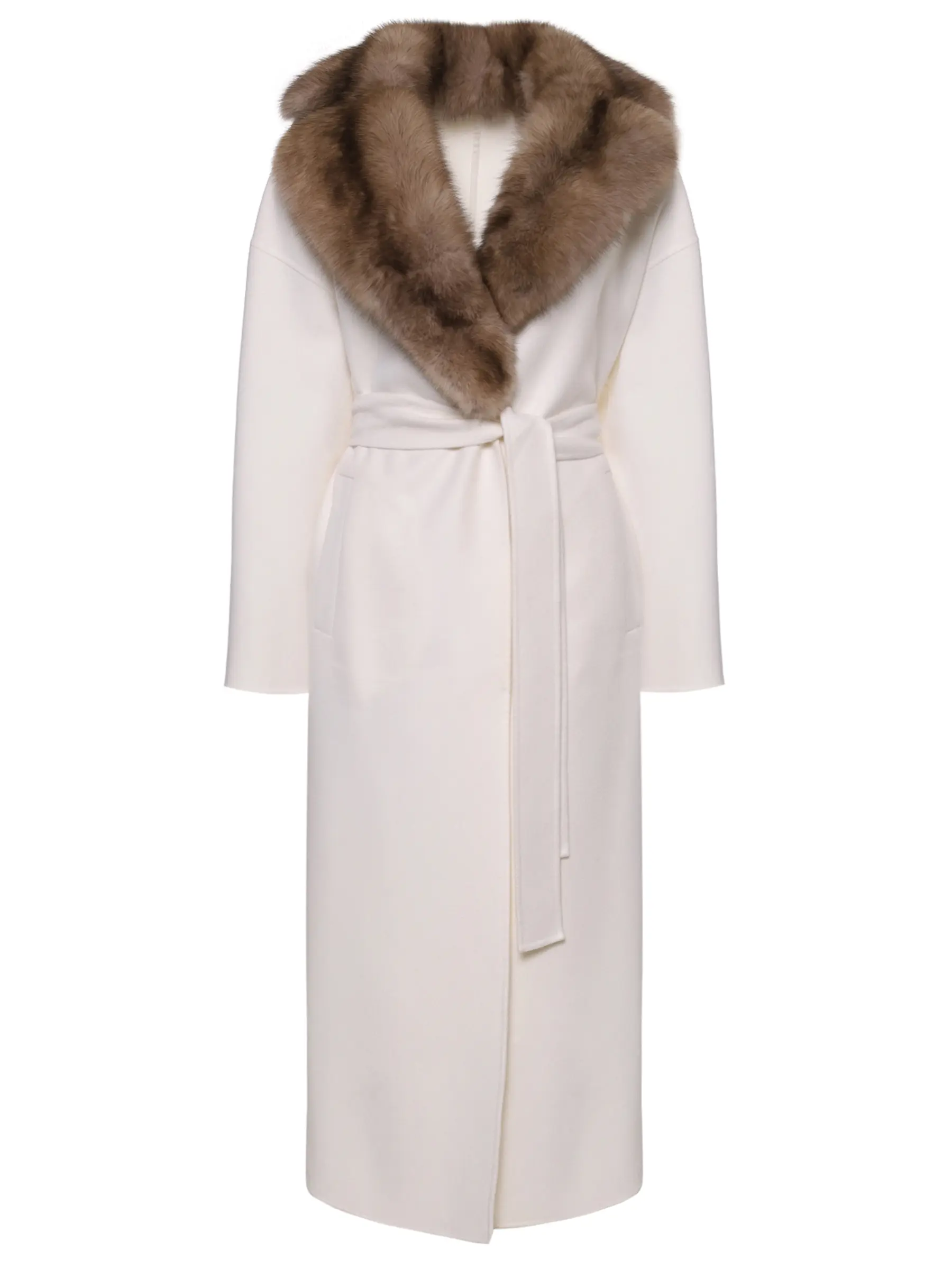 Пальто из кашемира и шерсти с мехом соболя