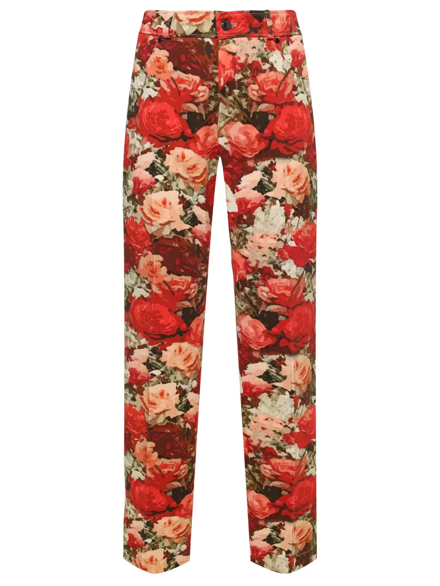 Джинсы с цветочным принтом