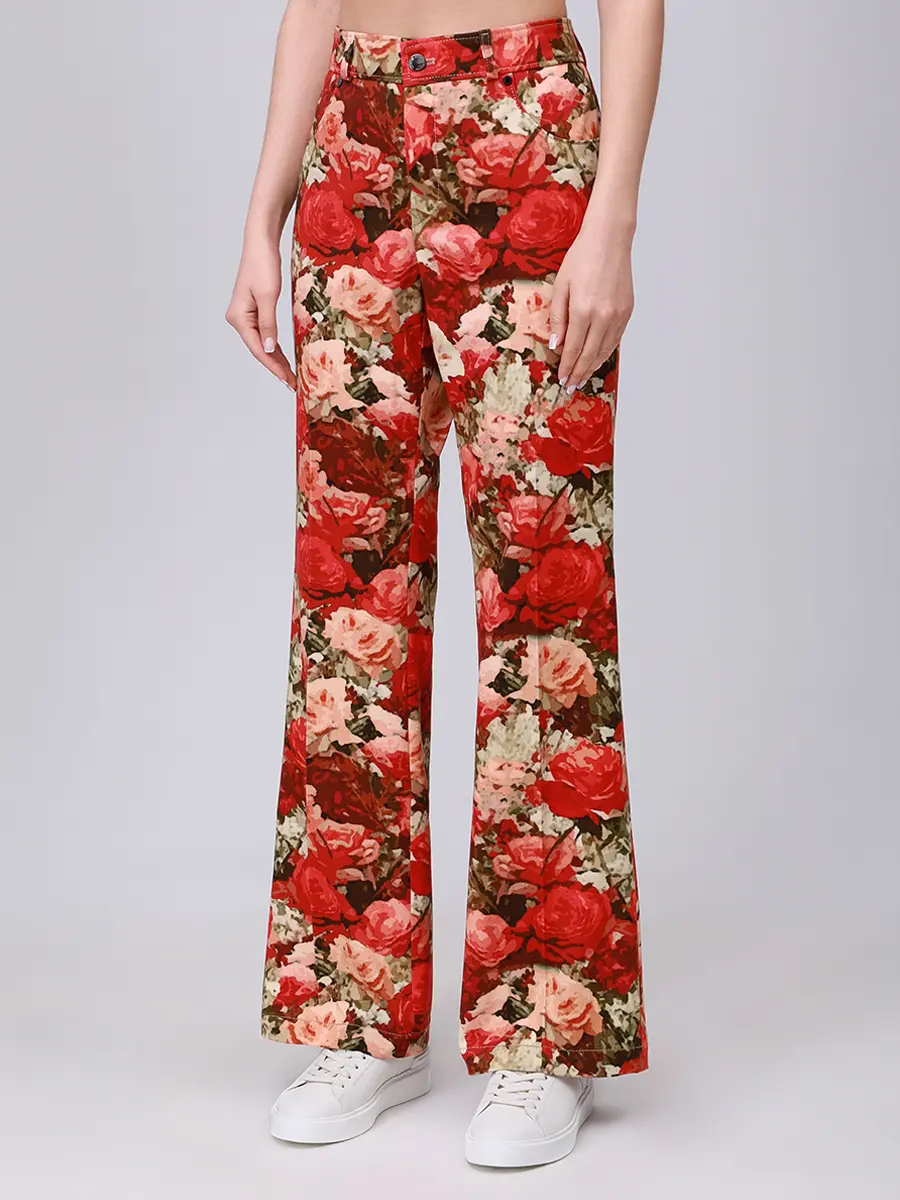 Джинсы с цветочным принтом