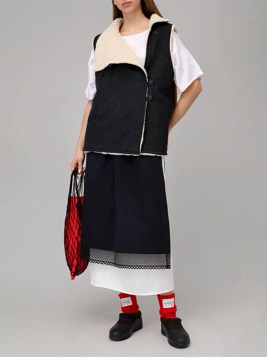 Жилет двусторонний из денима на меху "Душегрея"