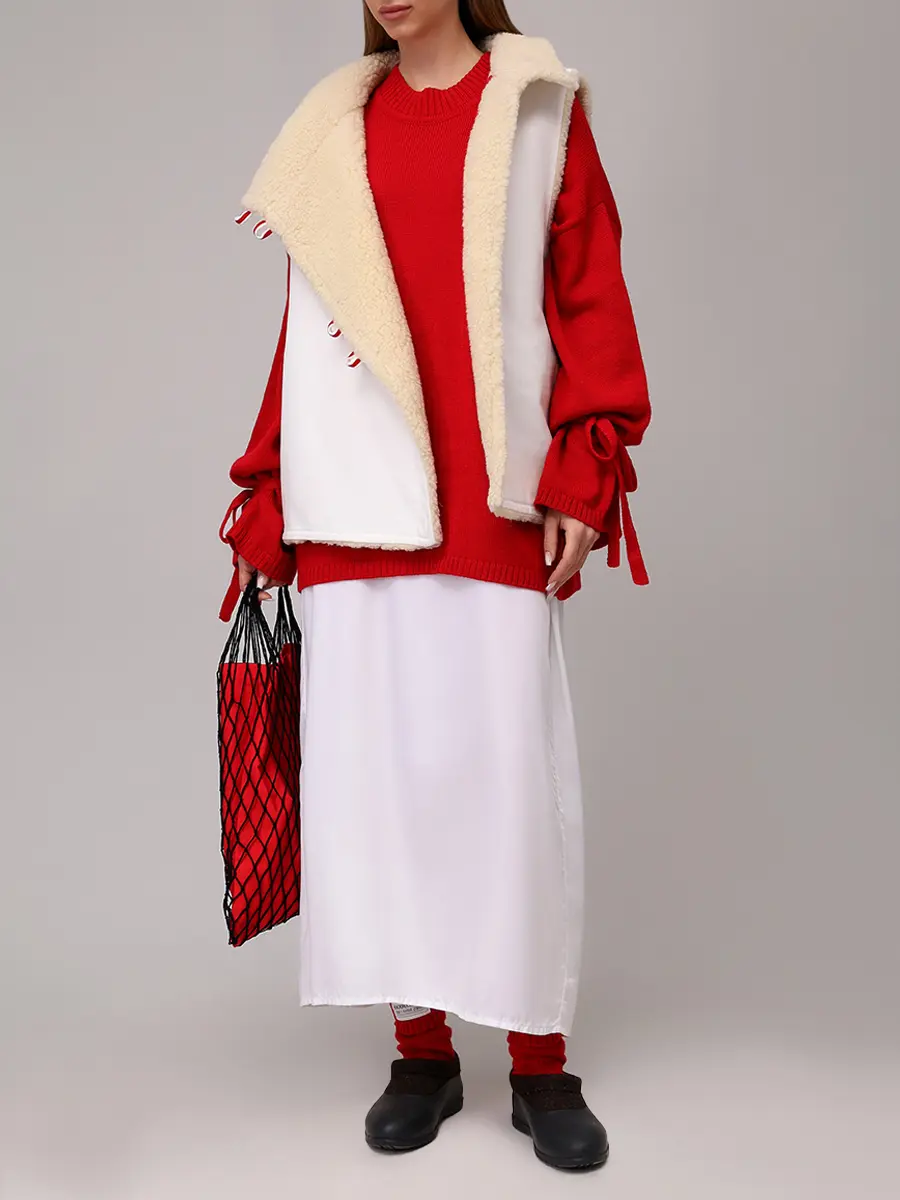 Жилет двусторонний из денима на меху "Душегрея"