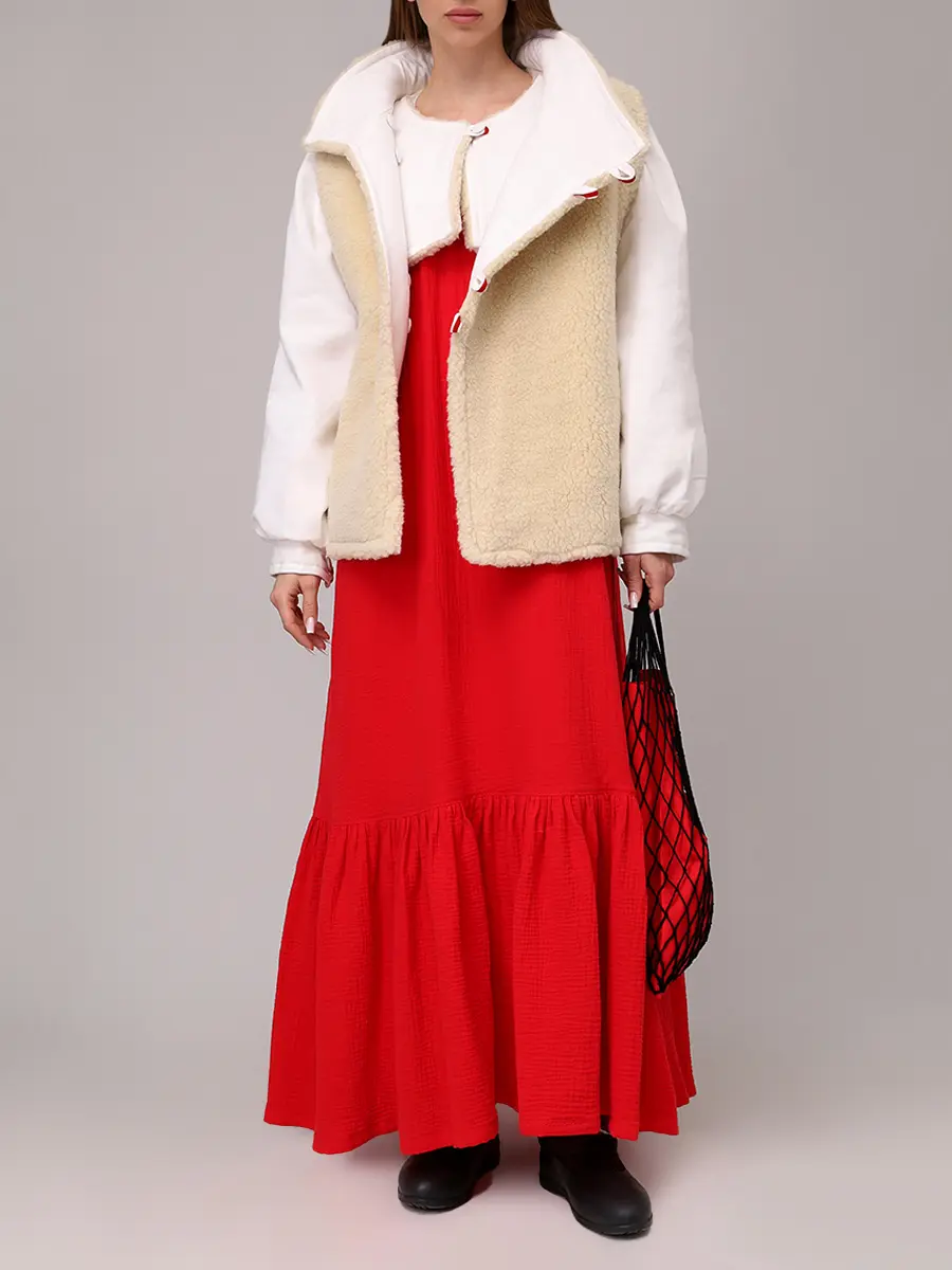 Жилет двусторонний из денима на меху "Душегрея"