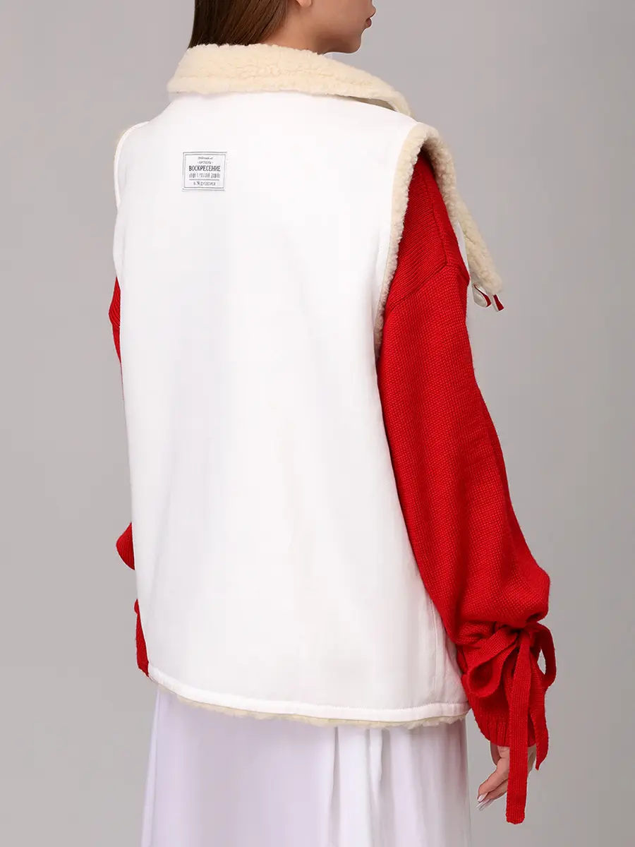 Жилет двусторонний из денима на меху "Душегрея"