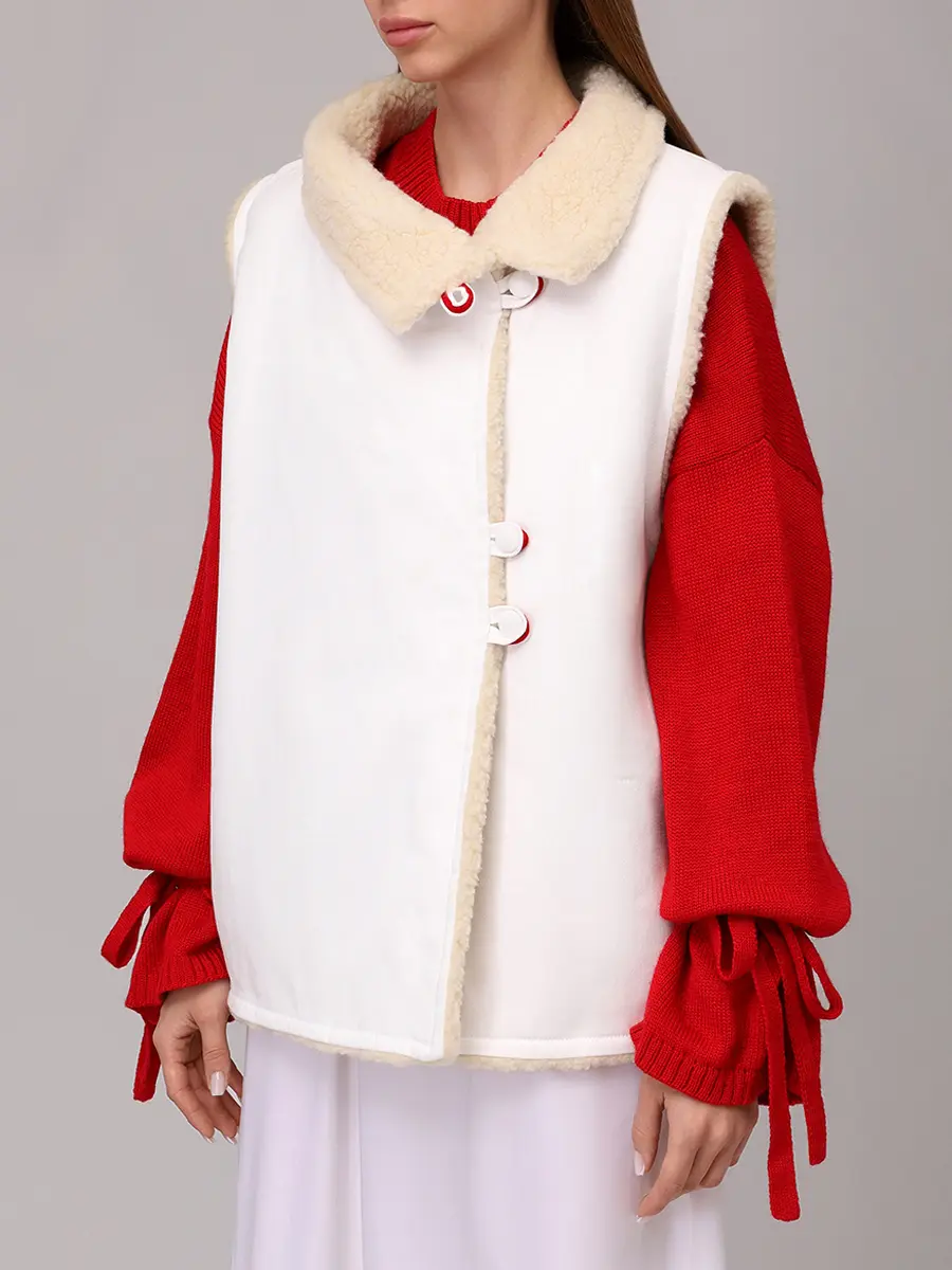 Жилет двусторонний из денима на меху "Душегрея"