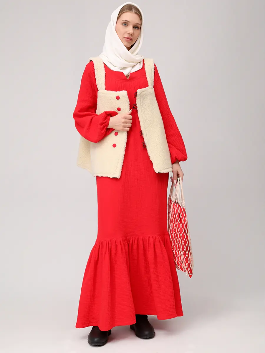 Жилет двусторонний из денима на меху "Душегрея"