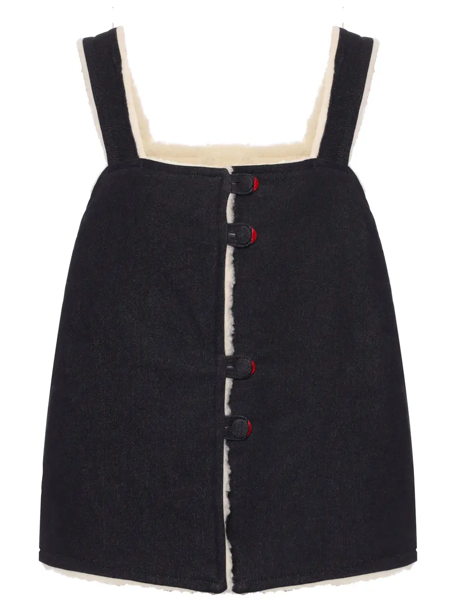 Жилет двусторонний из денима на меху "Душегрея"