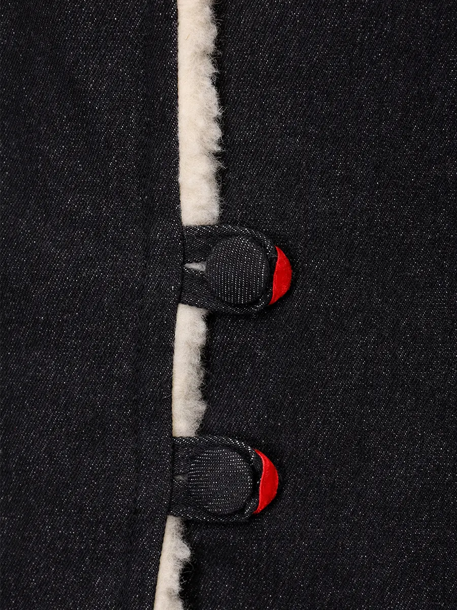 Жилет двусторонний из денима на меху "Душегрея"