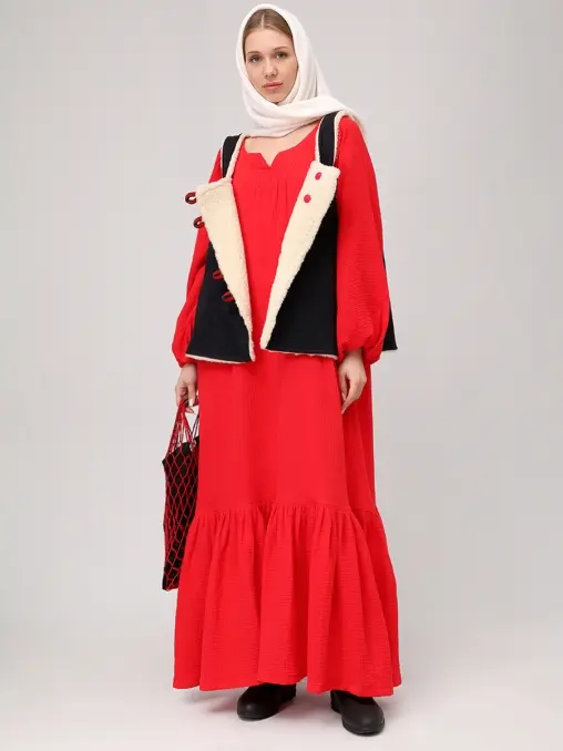 Жилет двусторонний из денима на меху "Душегрея" АРТЕЛЬ ВОСКРЕСЕНИЕ