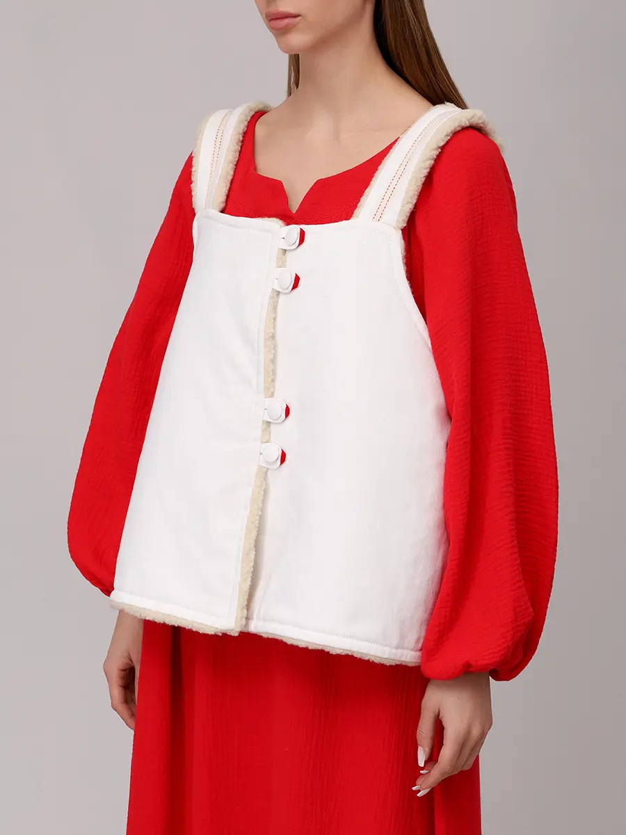 Жилет двусторонний из денима на меху "Душегрея"