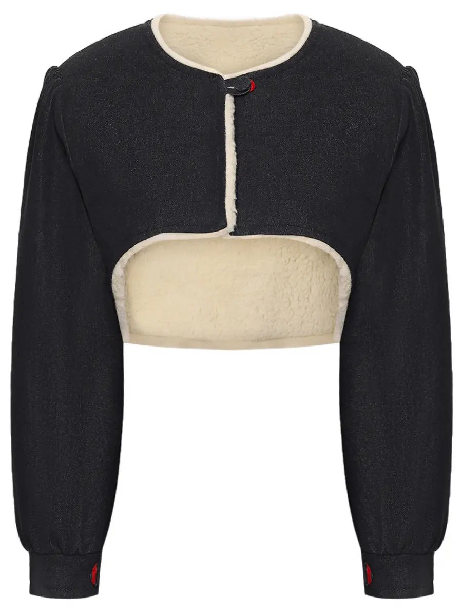 Куртка-болеро из денима на меху "Рукава"