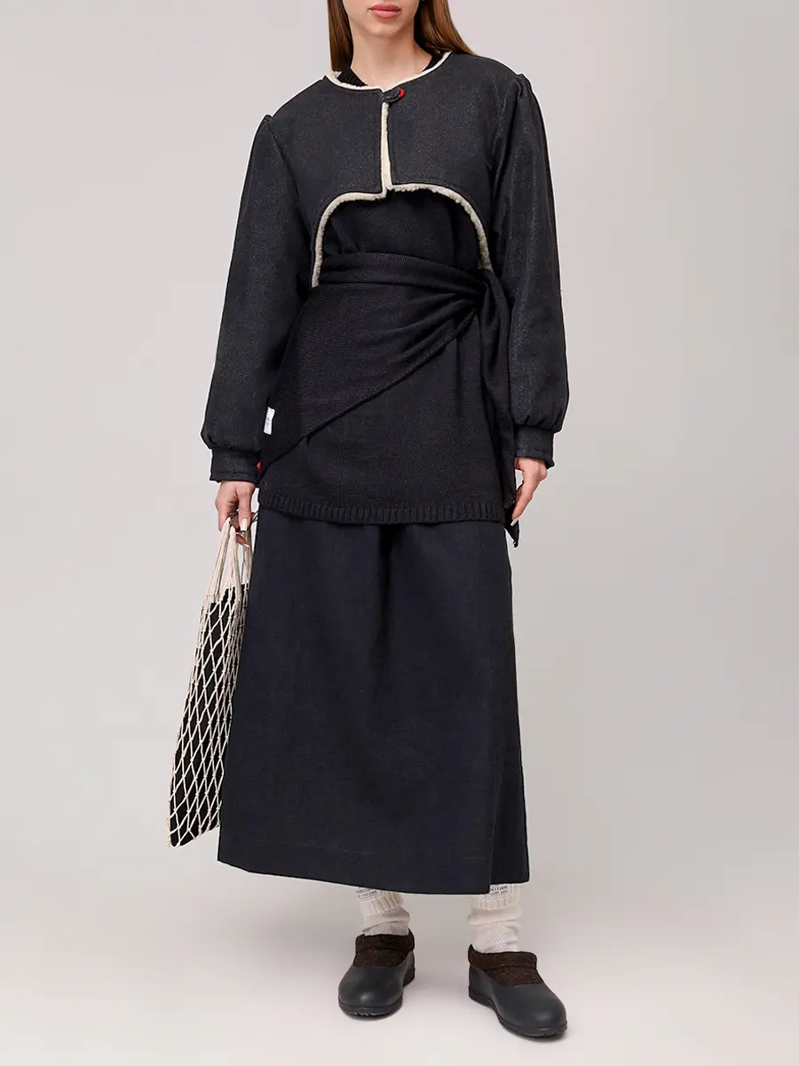 Куртка-болеро из денима на меху "Рукава"