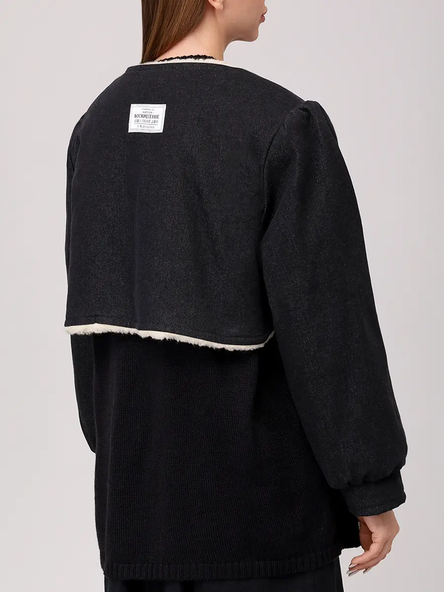 Куртка-болеро из денима на меху "Рукава"