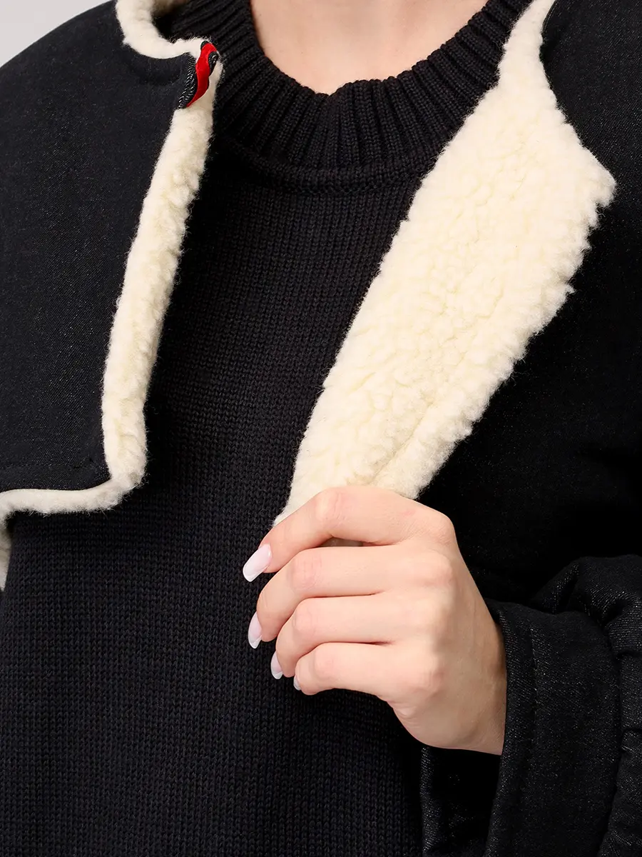 Куртка-болеро из денима на меху "Рукава"