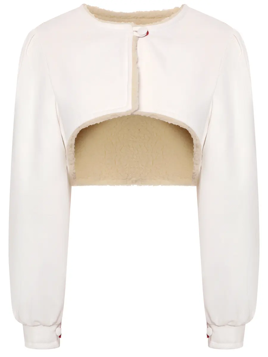 Куртка-болеро из денима на меху "Рукава"