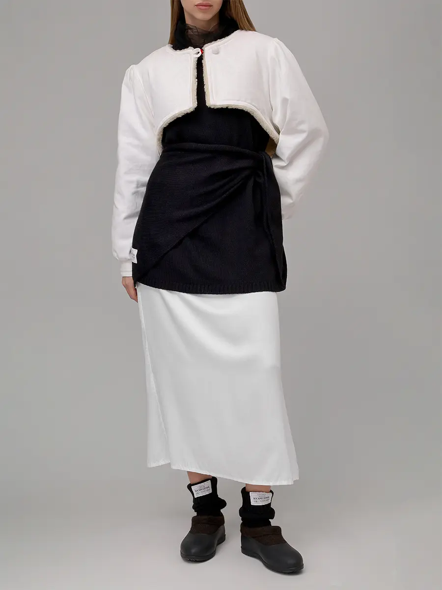 Куртка-болеро из денима на меху "Рукава"