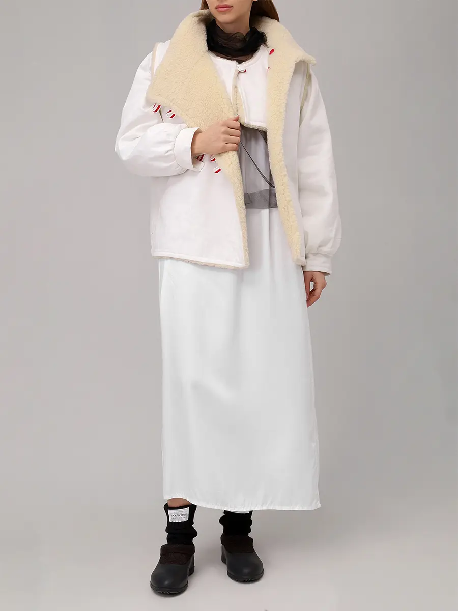 Куртка-болеро из денима на меху "Рукава"