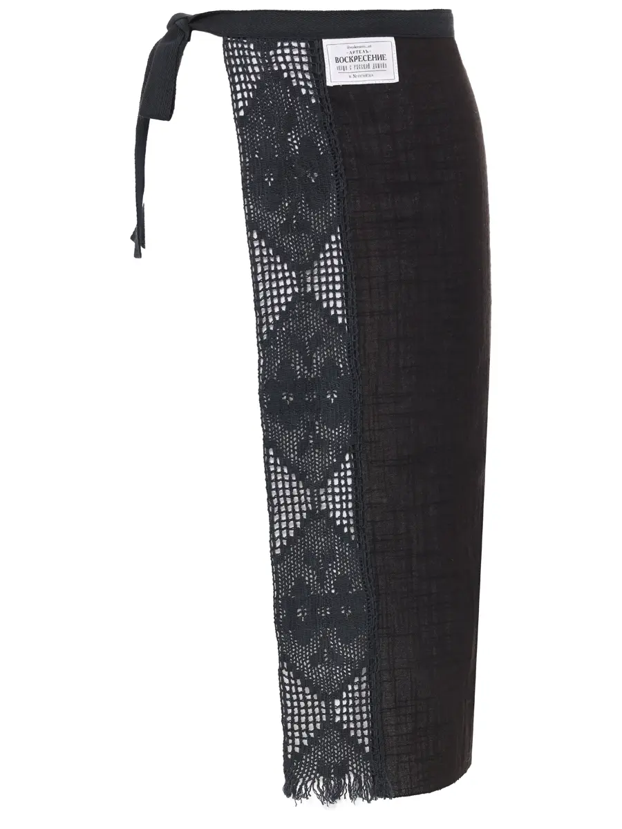 Баска из крапивной ткани с кружевом "Фартук"