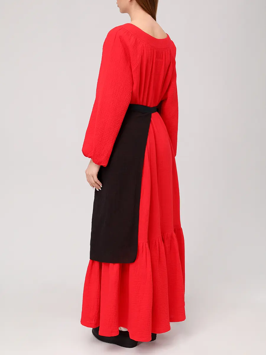 Баска из крапивной ткани с кружевом "Фартук"