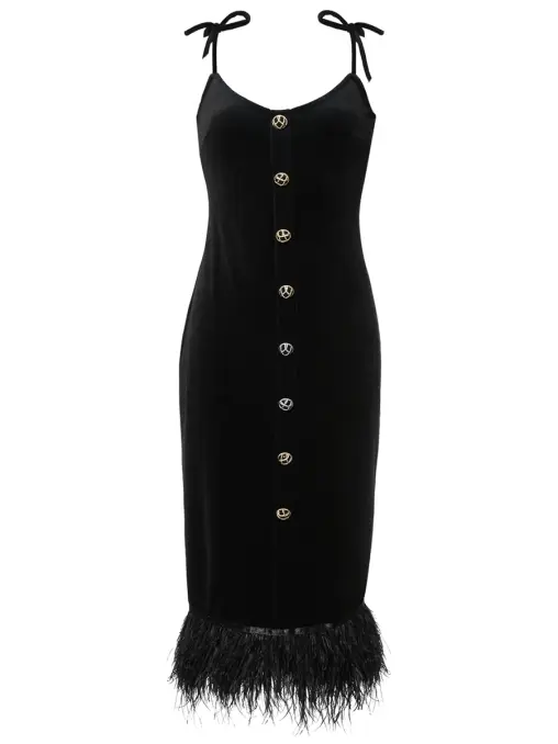 Платье бархатное с перьями ELJACKET