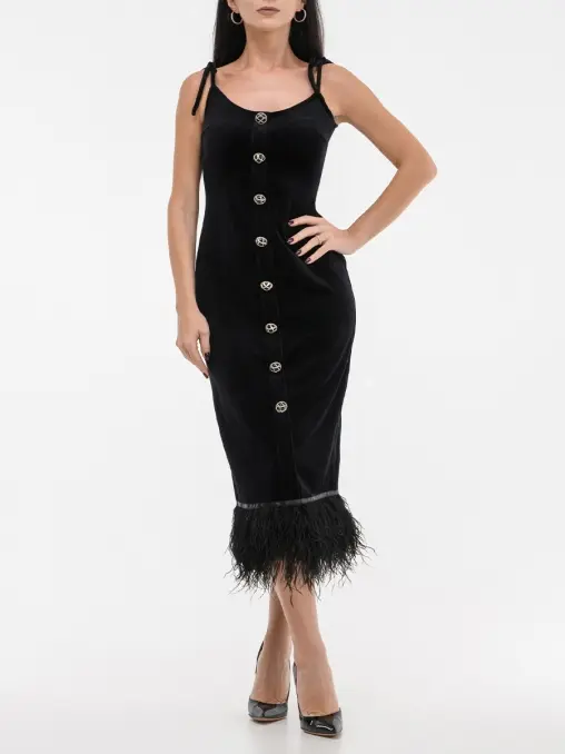Платье бархатное с перьями ELJACKET
