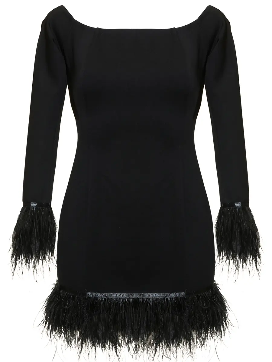 Платье из вискозы с перьями