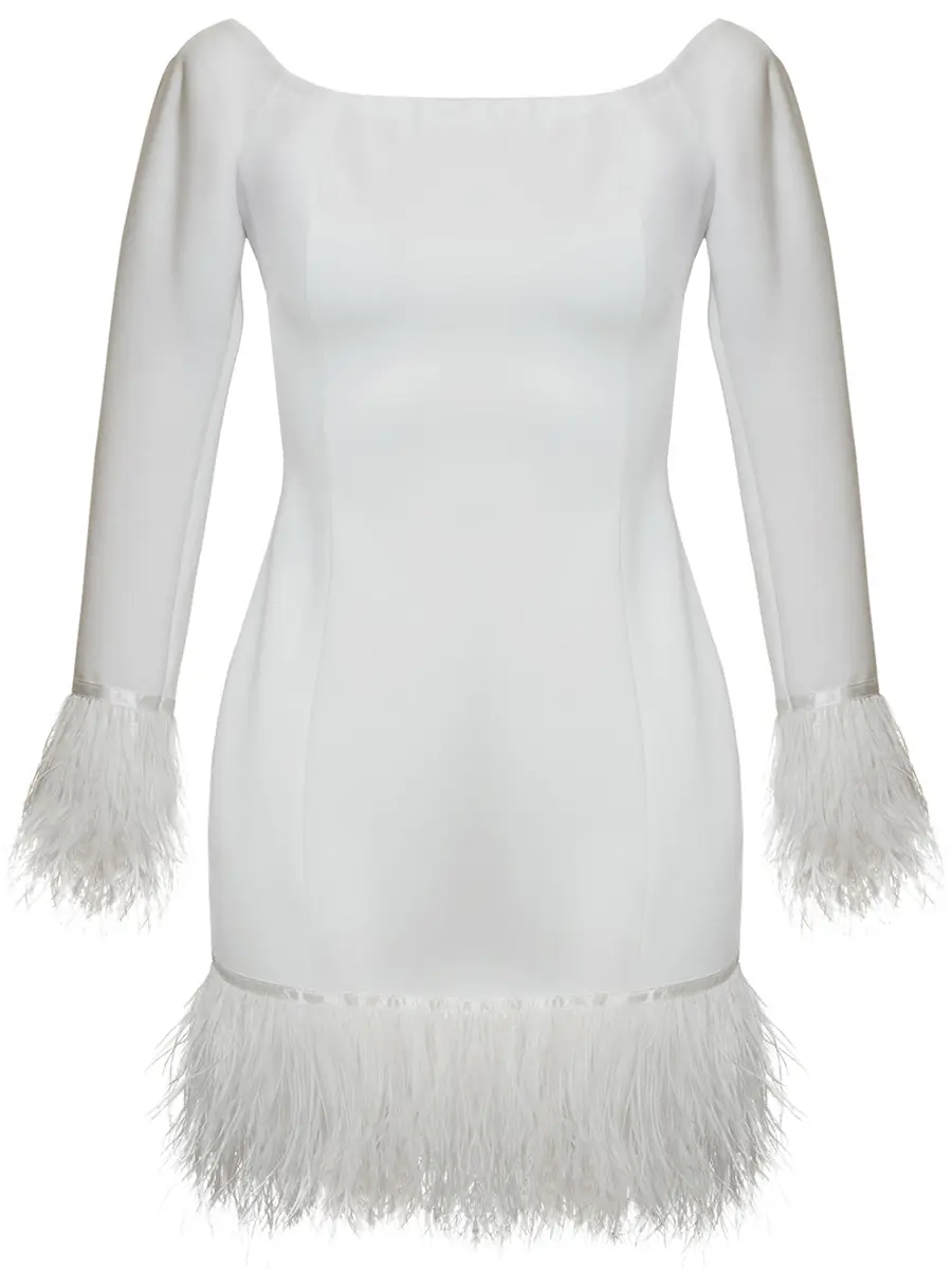 Платье из вискозы с перьями