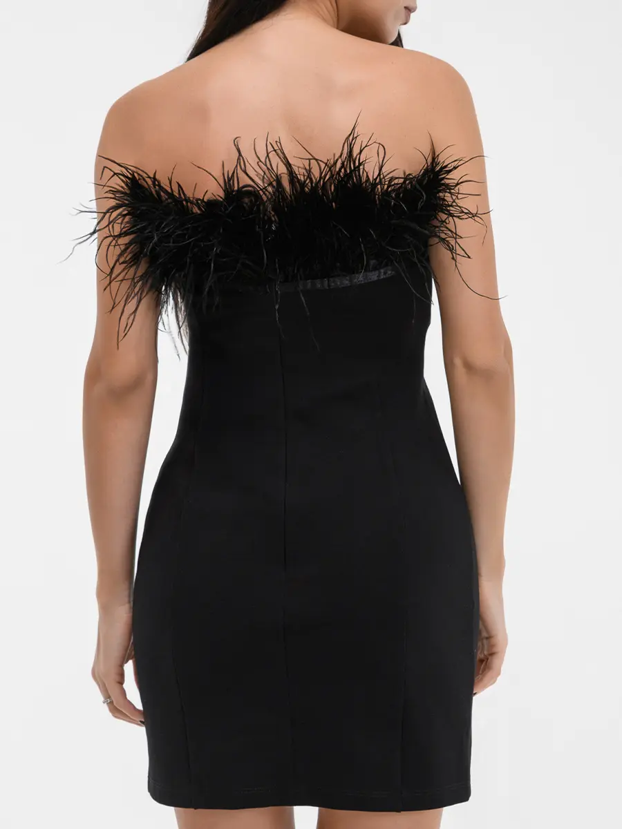 Платье-бюстье с перьями