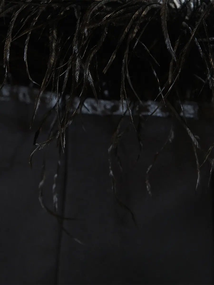 Платье-бюстье с перьями