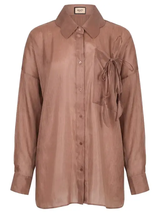 Блуза из шелка и льна SHATU