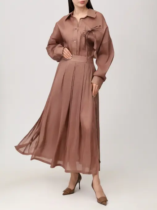 Блуза из шелка и льна SHATU