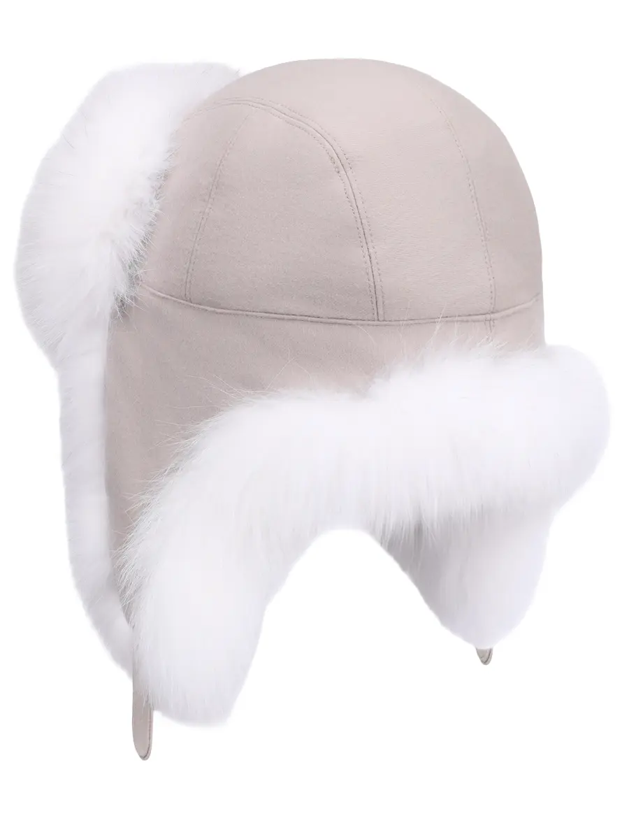 Шапка кашемировая с мехом песца