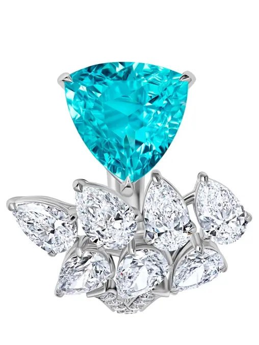 Кольцо из белого золота с турмалином параиба и бриллиантами CHAMOVSKIKH JEWELLERY HOUSE