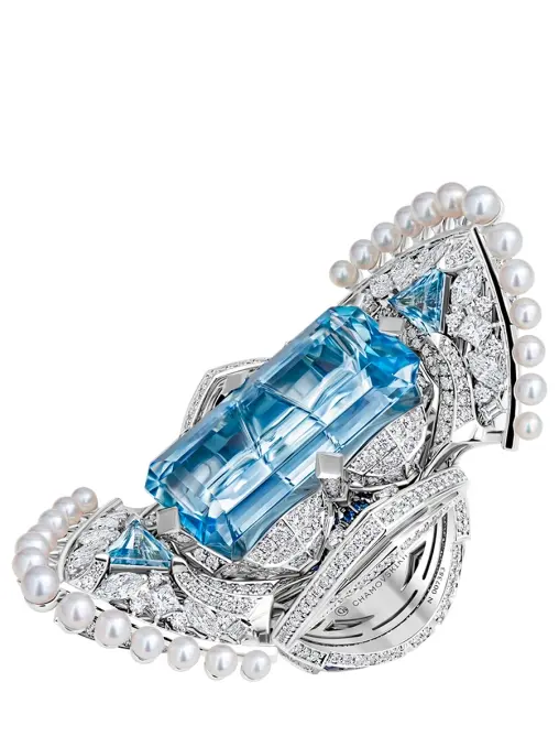 Кольцо из белого золота с аквамаринами, бриллиантами, сапфирами и жемчугом CHAMOVSKIKH JEWELLERY HOUSE