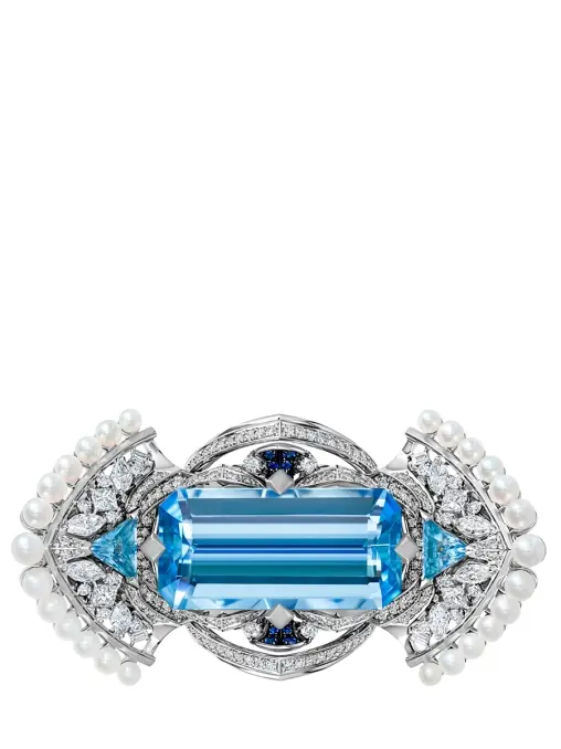 Кольцо из белого золота с аквамаринами, бриллиантами, сапфирами и жемчугом CHAMOVSKIKH JEWELLERY HOUSE