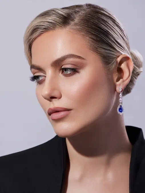 Серьги из белого золота с сапфирами и бриллиантами CHAMOVSKIKH JEWELLERY HOUSE