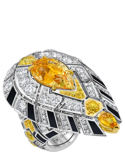 Кольцо из белого золота с желтыми сапфирами и бриллиантами CHAMOVSKIKH JEWELLERY HOUSE