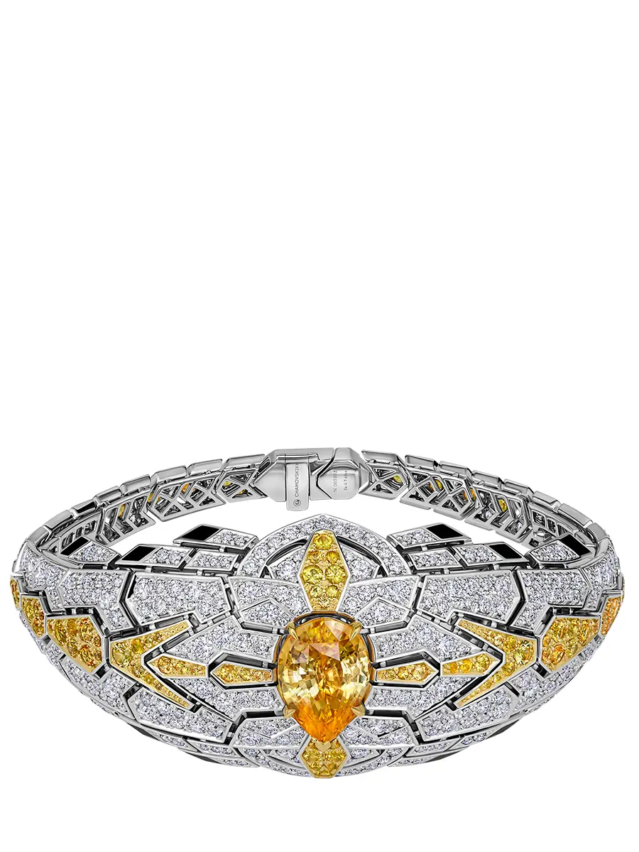 Браслет из белого золота с желтыми сапфирами и бриллиантами