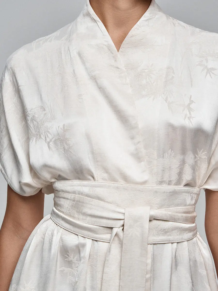 Платье в стиле кимоно с принтом "Бамбук"