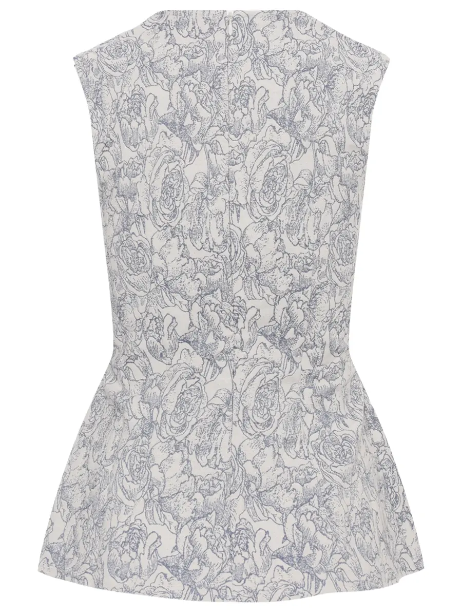 Блуза из денима с принтом "Розы"