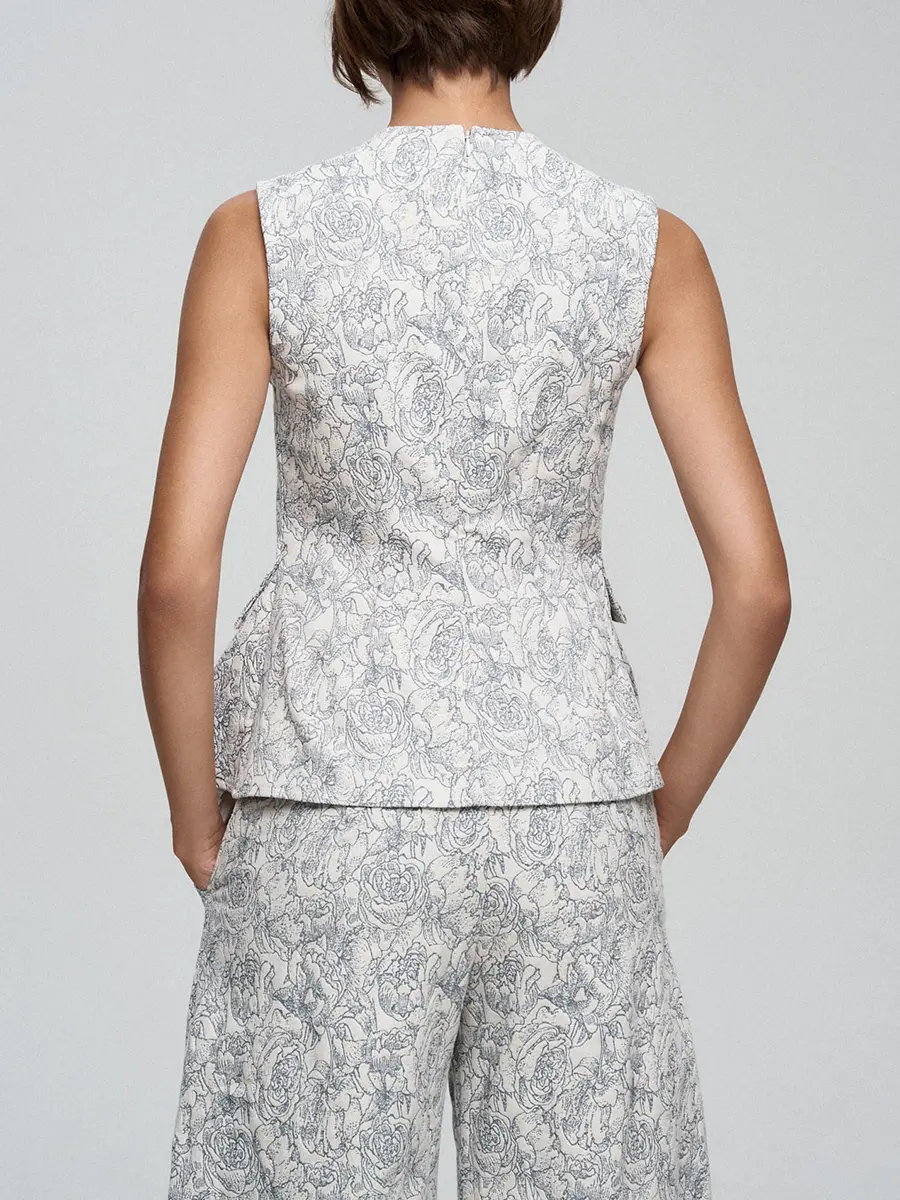 Блуза из денима с принтом "Розы"