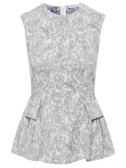 Блуза из денима с принтом "Розы" MAROZ