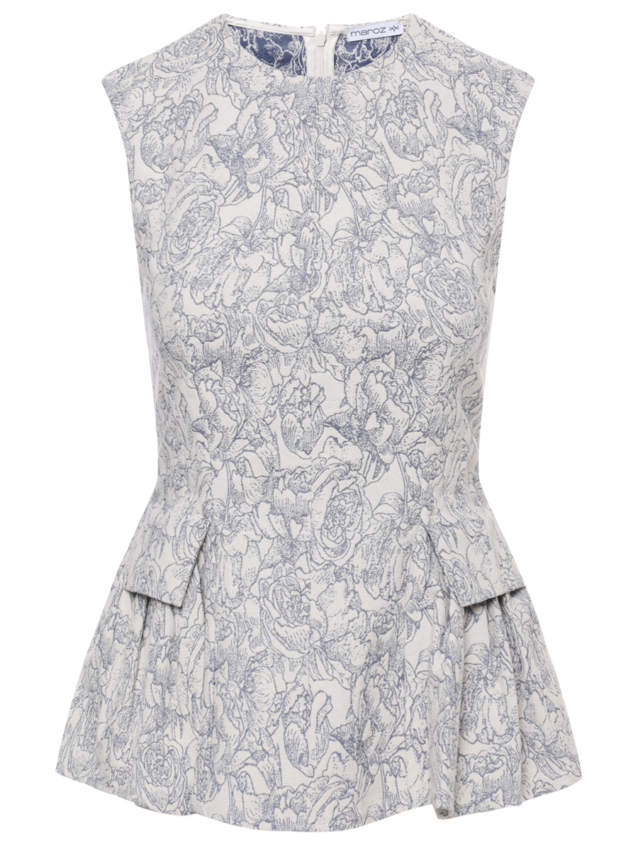 Блуза из денима с принтом "Розы"