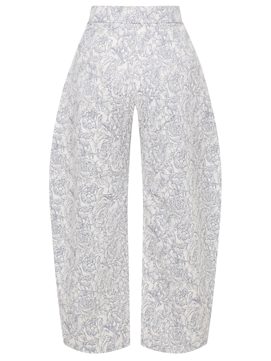 Брюки из денима с принтом "Розы"