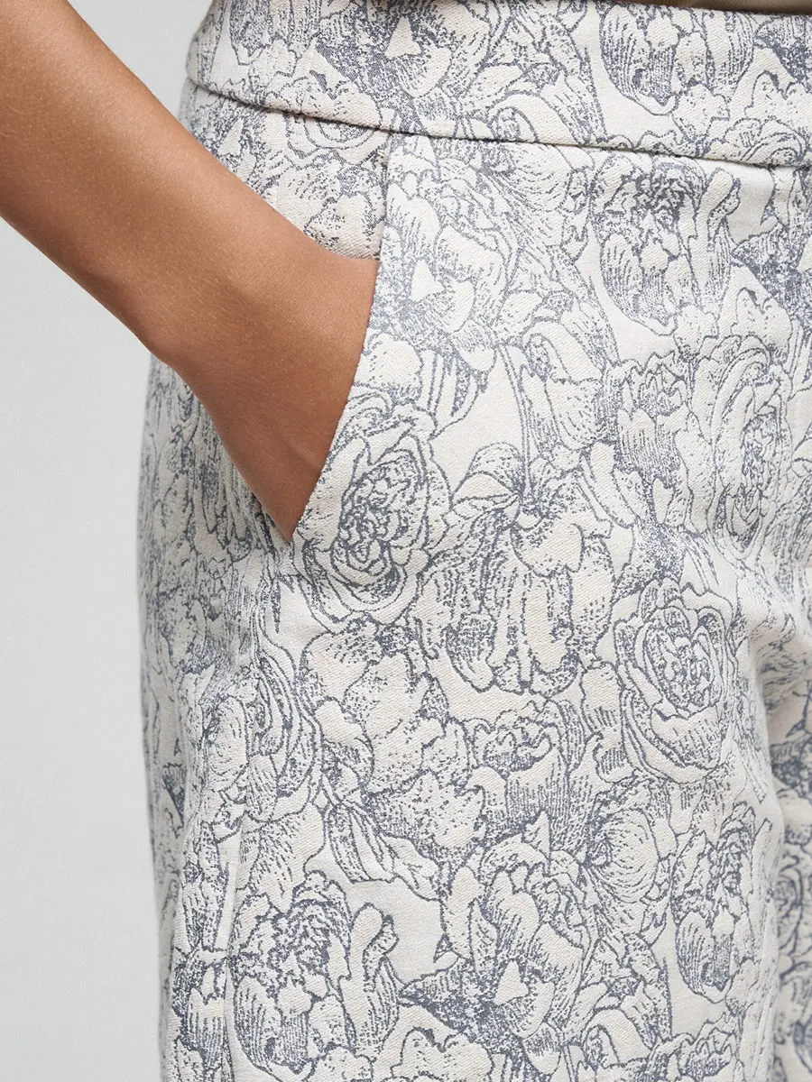 Брюки из денима с принтом "Розы"