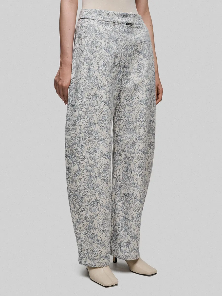 Брюки из денима с принтом "Розы"