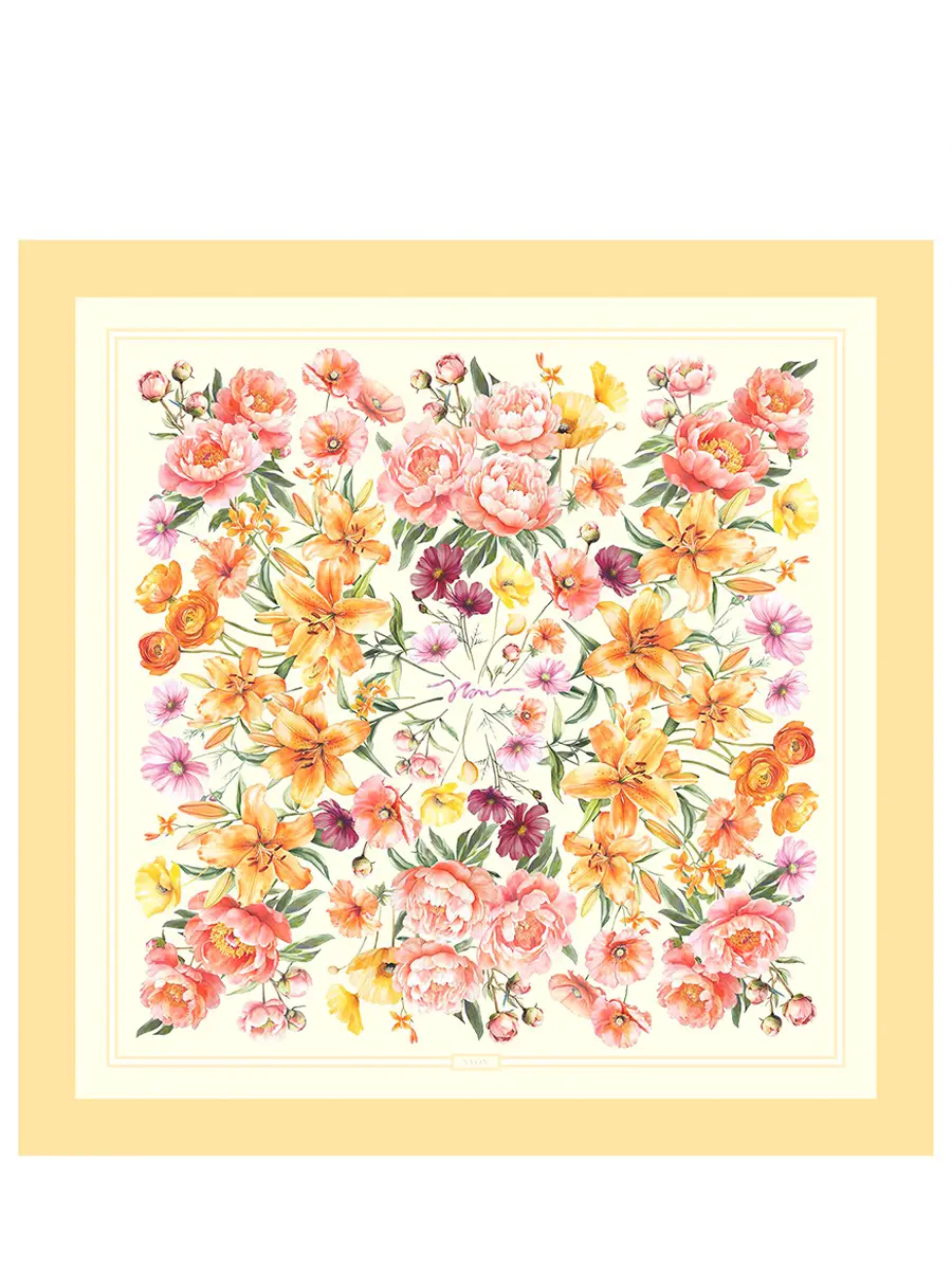 Платок PEACH LILIES SCARF шелковый