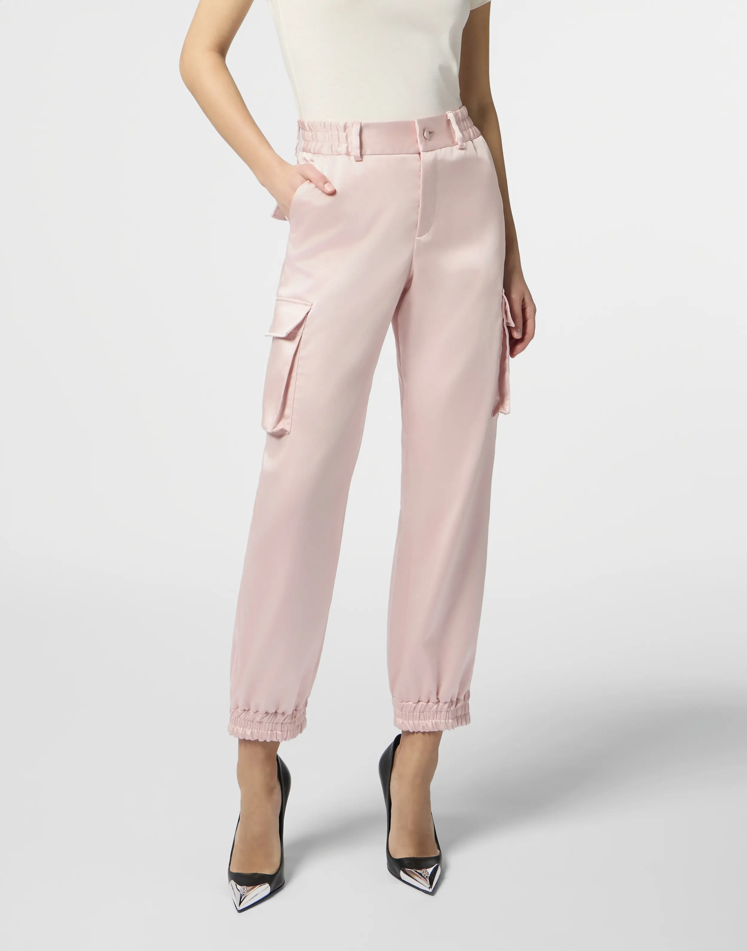 Брюки атласные