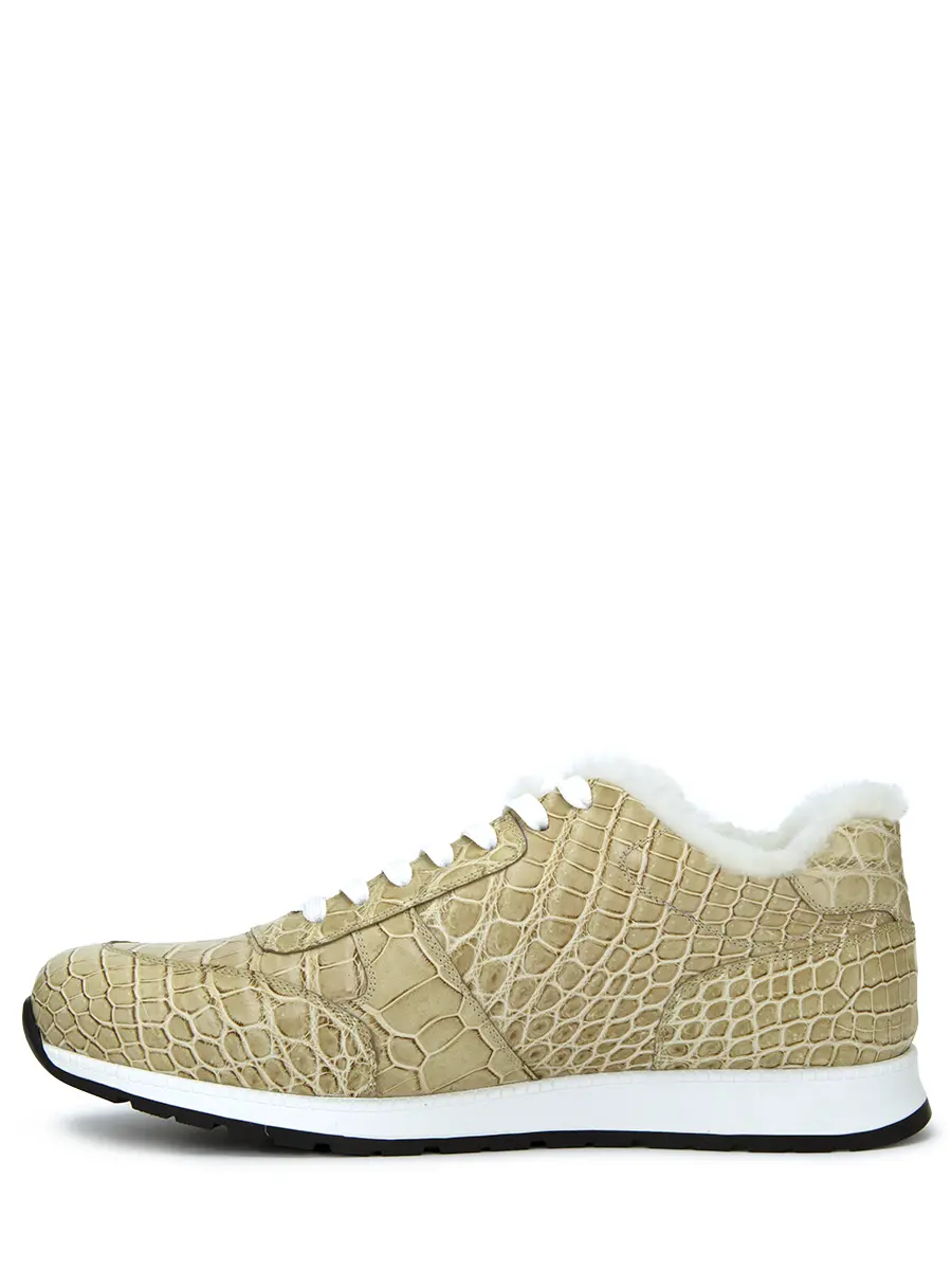 Кроссовки из кожи крокодила на меху