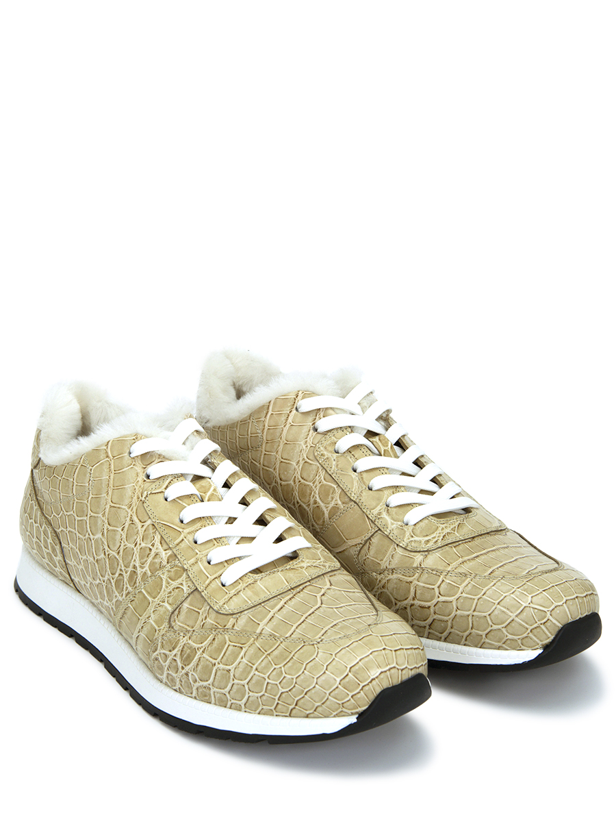 Кроссовки из кожи крокодила на меху