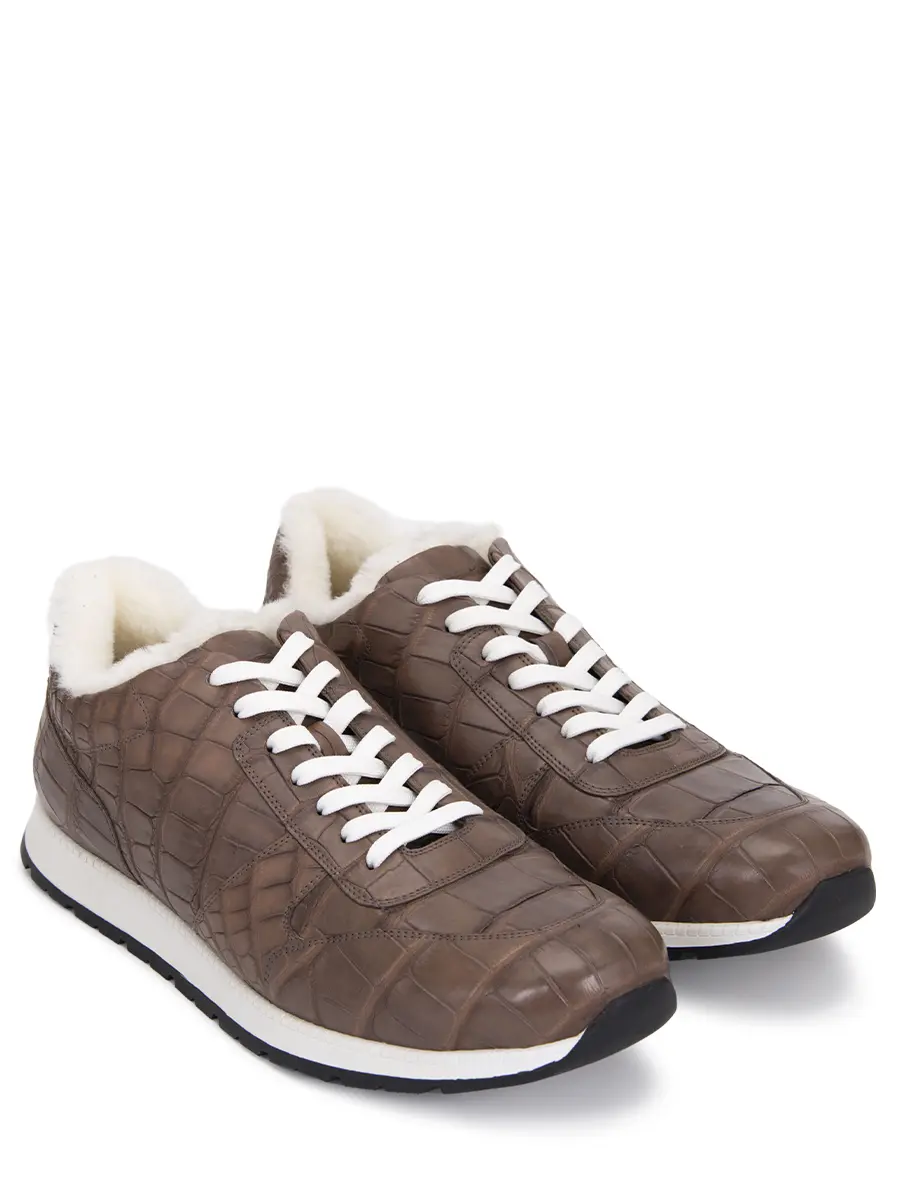 Кроссовки из кожи крокодила на меху